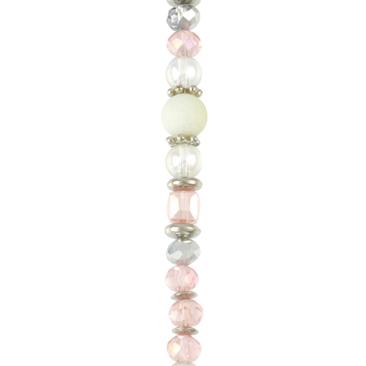 Pink &#x26; White Glass Round Beads Mix by Bead Landing&#x2122;